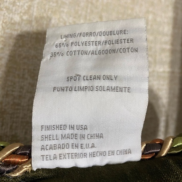 Croscill "Carrington" Cinnamon Green Stripe Square Throw Pillow Braided - Picture 7 of 8